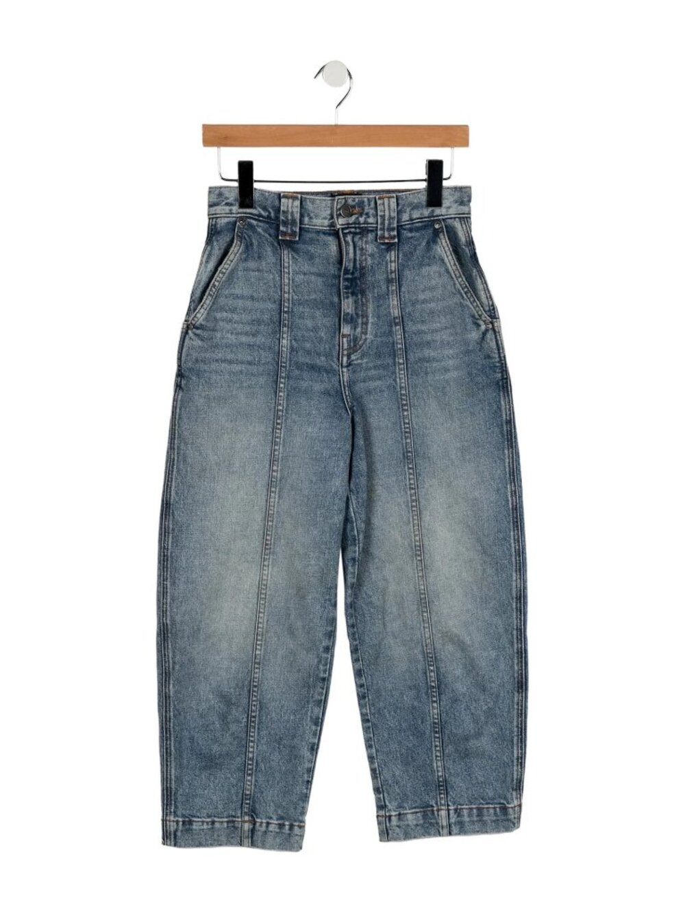 Khaite High-Rise Cropped Barrel Leg Jeans – Size 26